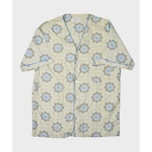 Vintage Van Heusen Comfa Sleep Shirt Mens Large Beige Boho Geometric Cotton